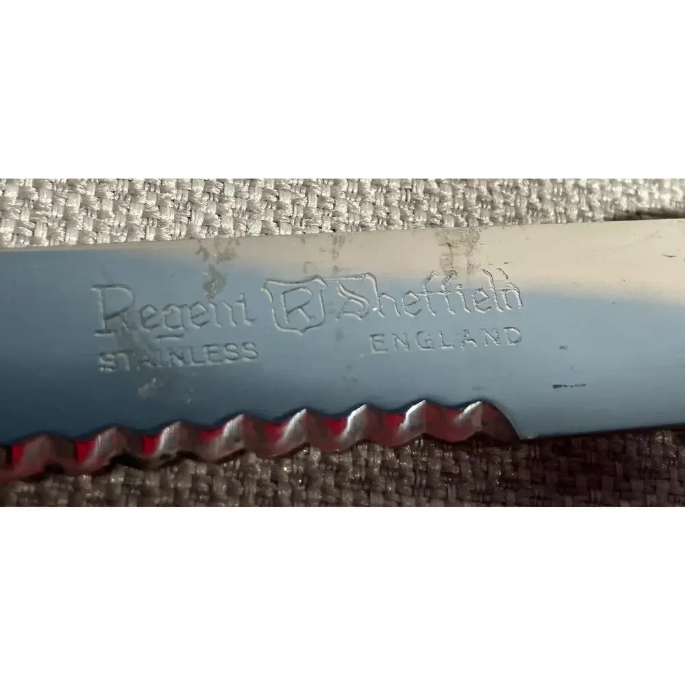 Regent Sheffield Stainless Cutlery Set of‎ 6 Steak Knives England Vintage MCM